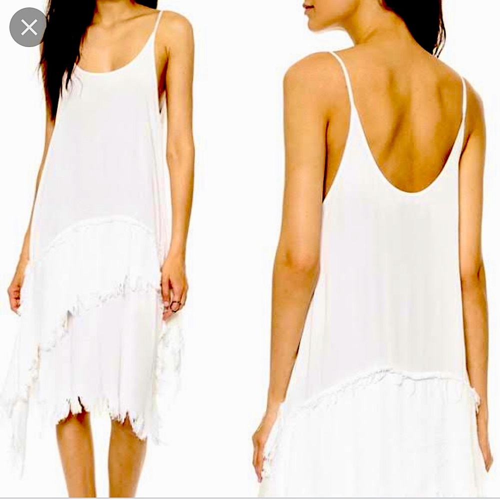 Unif White Stray Distressed Midi Dress L Never Worn
